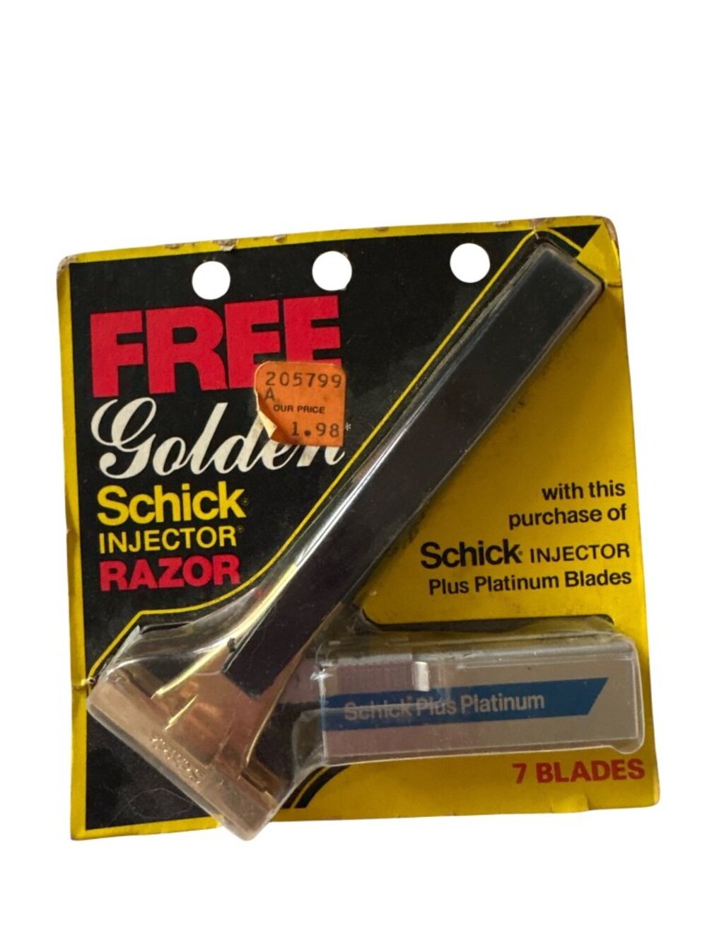 Vintage Schick Golden Injector Razor With 7 Blades In Original Packaging